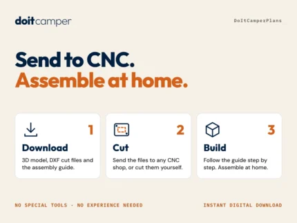 Send to CNC, assemble at home: download the 3D model, DXF cut files and assembly guide